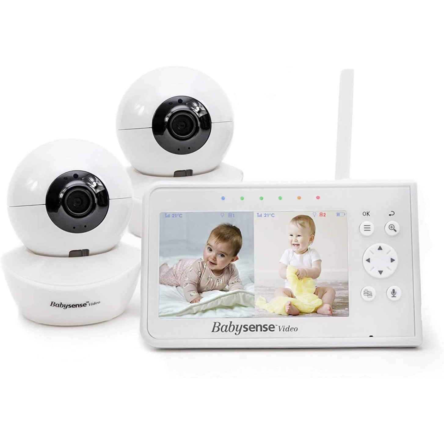 Babysense Video Baby Monitor, 4.3 Inch Split Screen with Two Cameras and Audio