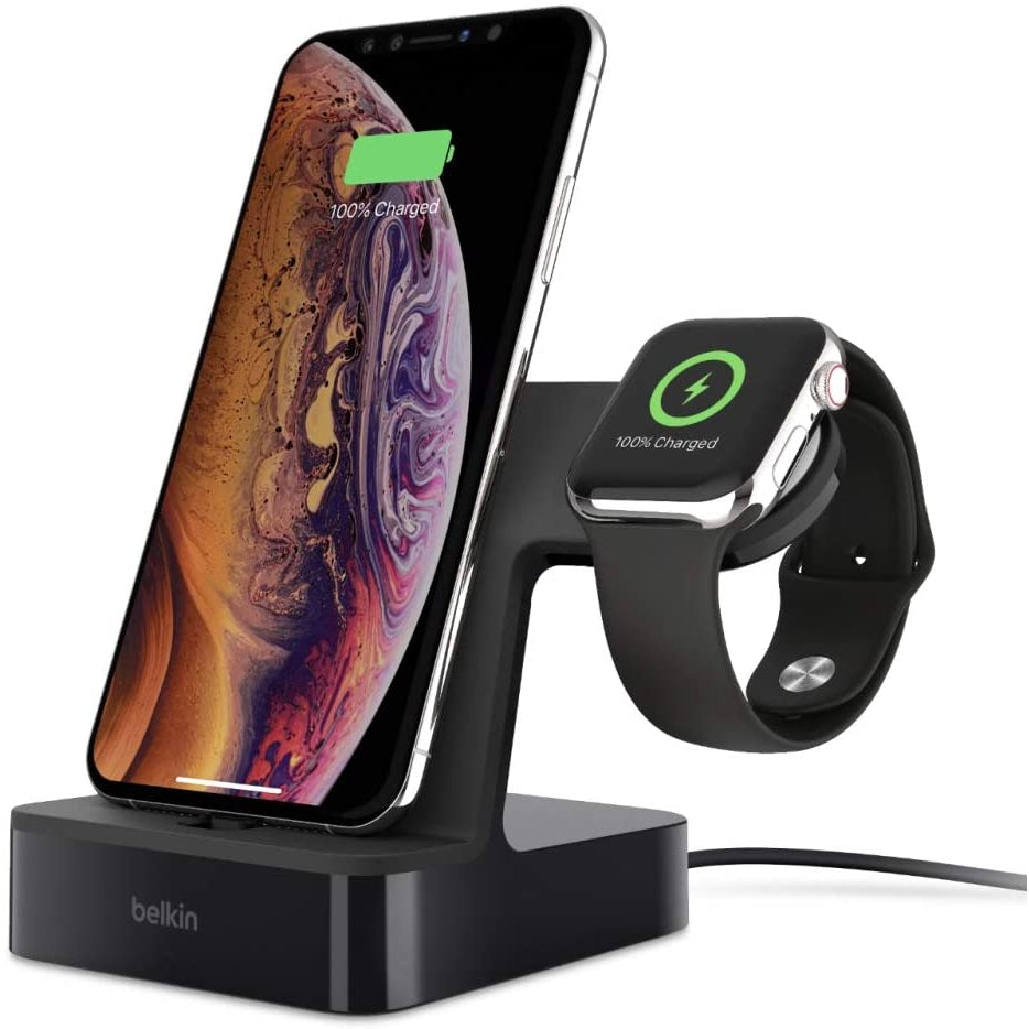 Belkin PowerHouse Charge Dock for Apple Watch + iPhone, White/Black