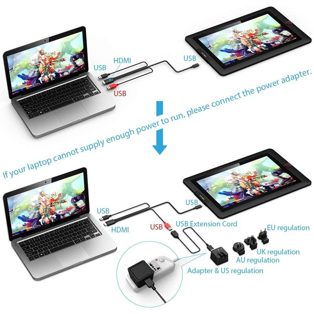 XP-Pen Artist 15.6 Pro Graphics Drawing Tablet Pen Display 1920 x 1080 FHD IPS Monitor - Black