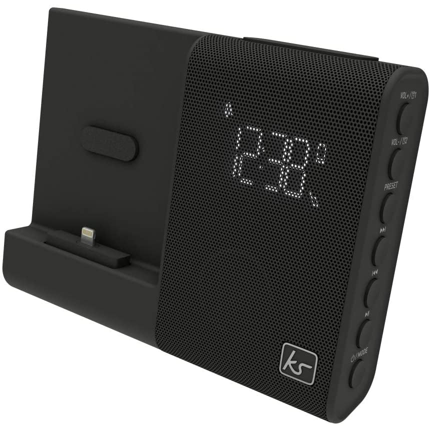 KitSound X Dock 4 Dual Alarm Clock FM Radio Speaker Dock - Black