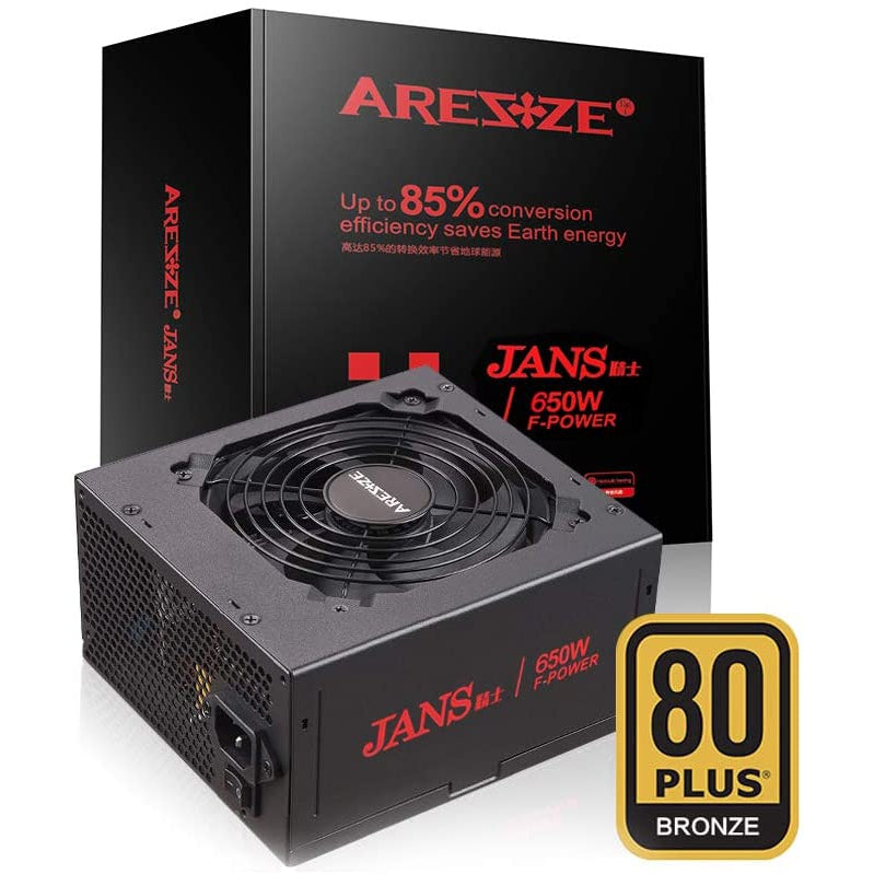 Golden Field ARESZE AZ650W Power Supply 80 Plus Bronze Semi Modular ATX PC PSU with Low Noise Fan for Desktop Computer