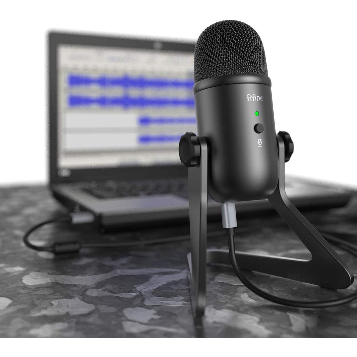 Fifine USB Microphone Streaming Computer Microphone with Headphone Output&Volume Control