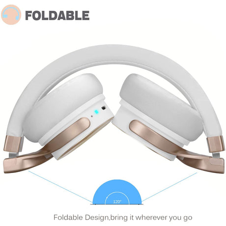 Riwbox BN5 Bluetooth Wireless Headphones - White / Gold