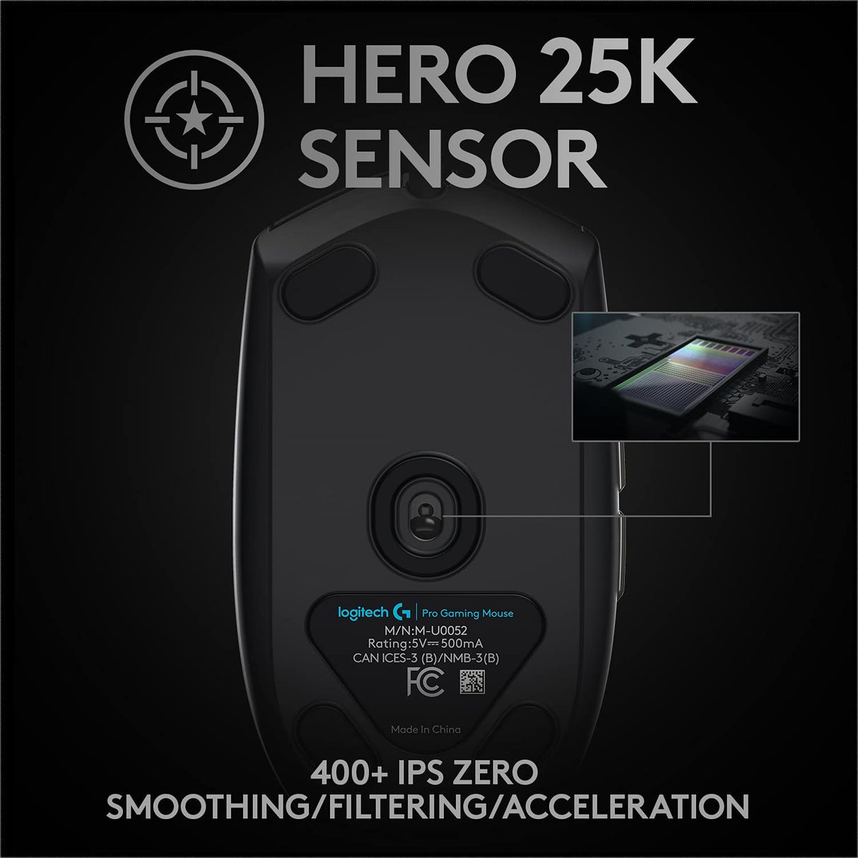 Logitech G PRO Hero Wired Gaming Mouse, Black