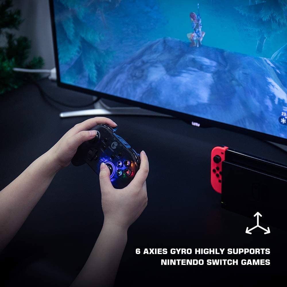 GameSir T4 Pro Wireless Bluetooth Controller for Nintendo Switch, Switch Pro Controller with LED Backlight, Turbo Gamepad Joystick with Dual Motor