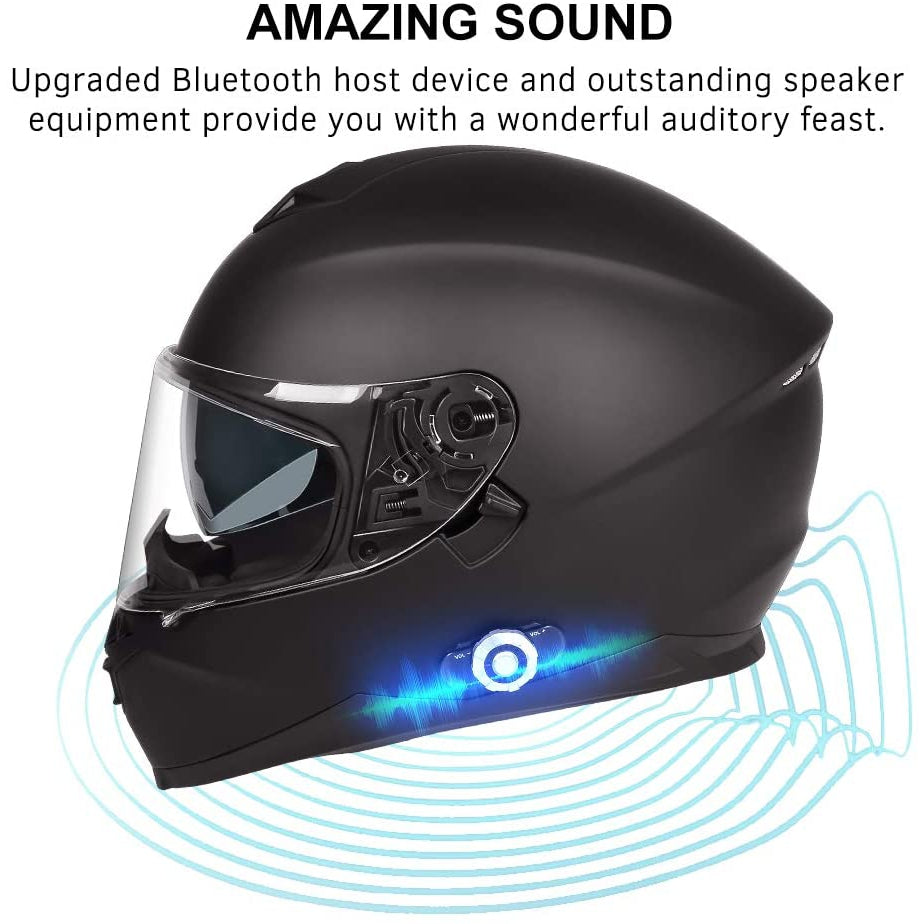 FreedConn BM22 Motorbike Bluetooth Helmet, Dual Visors Full Face Helmet, Black