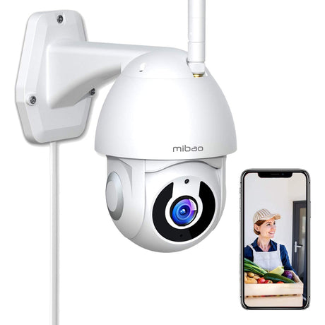 Mibao WiFi Home Security Camera with Pan/Tilt 360° View, IP66 Waterproof, Night Vision, Motion Detection, 2-Way Audio
