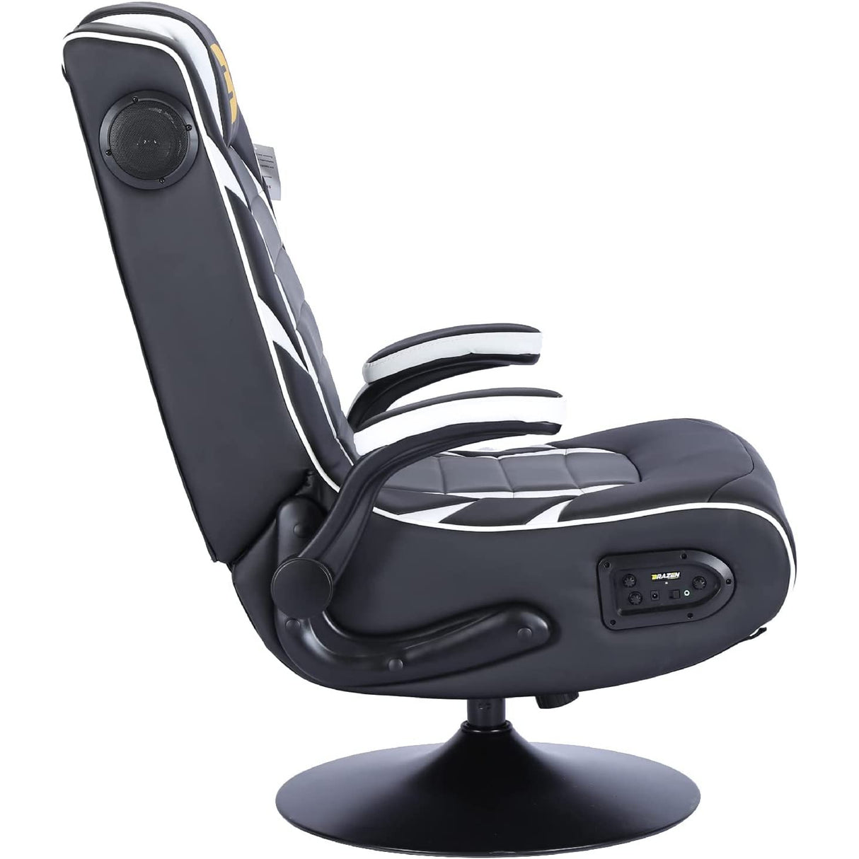 BraZen Panther Elite 2.1 Bluetooth Surround Sound Gaming Chair - Black / White - Refurbished Pristine