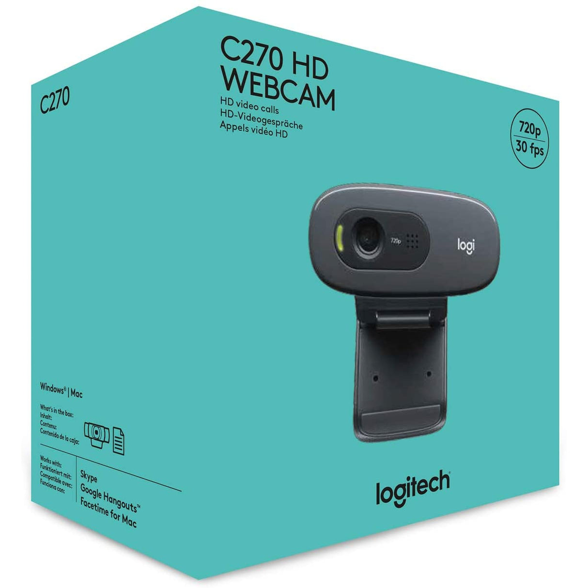 Logitech C270 HD Webcam - Black