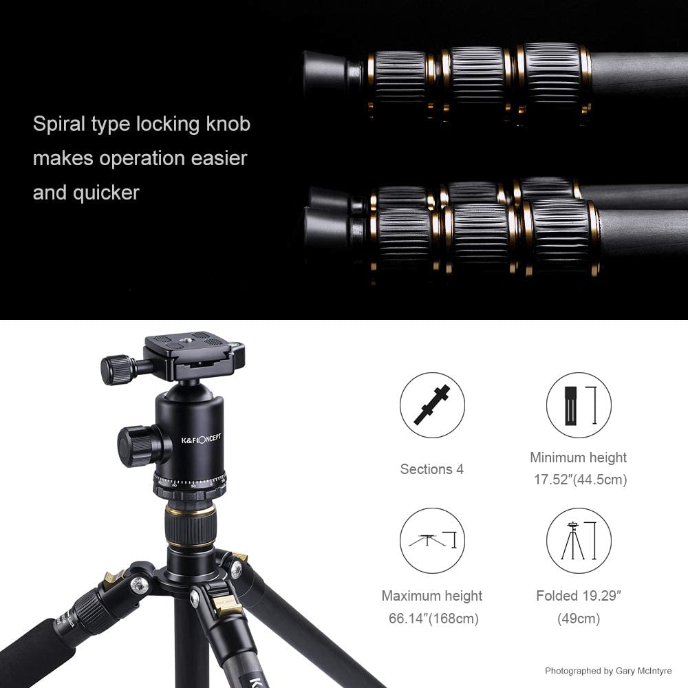 K&F Concept 67" Carbon Fibre Camera Tripod