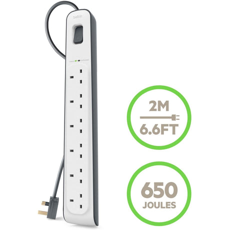 Belkin 6 Socket 2 Meter Surge Strip - White