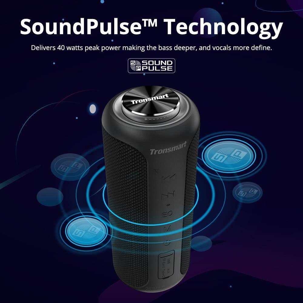 Tronsmart T6 Plus (Upgraded Edition) 40W Portable Outdoor Wireless Speaker With Tri-Bass Effects