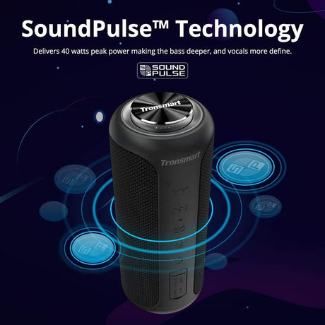 Tronsmart T6 Plus (Upgraded Edition) 40W Portable Outdoor Wireless Speaker With Tri-Bass Effects