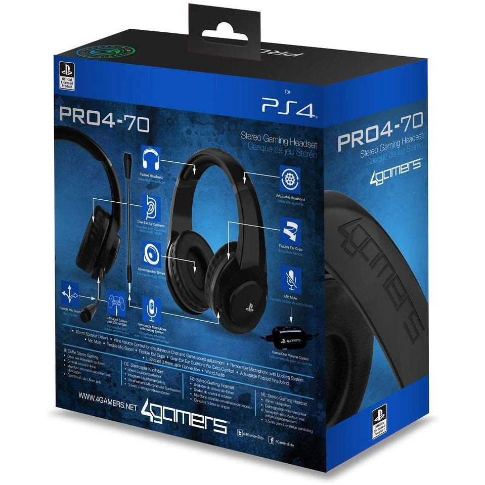 4Gamers PRO4-70 Wired Stereo Gaming Headset PS4