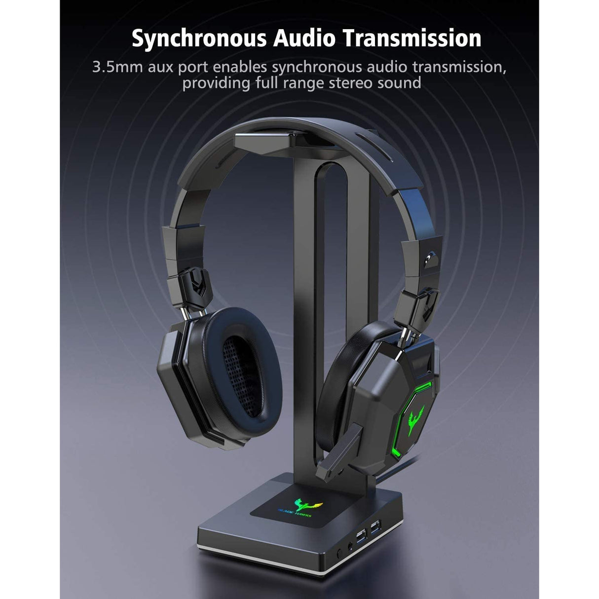 Blade Hawks RGB Gaming Headphone Stand with 3.5mm AUX and 2 USB Ports - HS18 (Only for PC)
