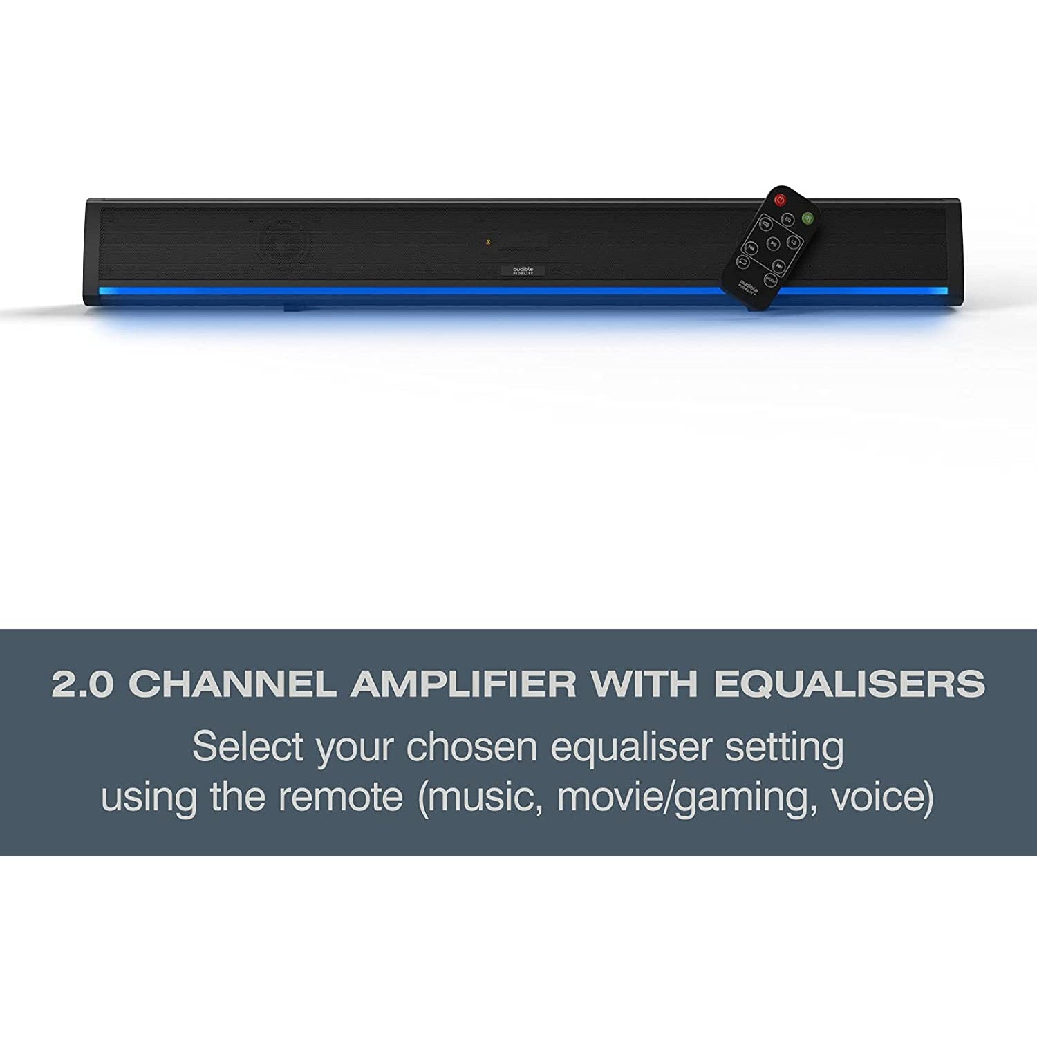 Audible Fidelity Soundbar, Bluetooth Sound Bar for TV and PC, Compact with RGB LED Display, Air Tube & 2.0 Channel Amplifier Wireless