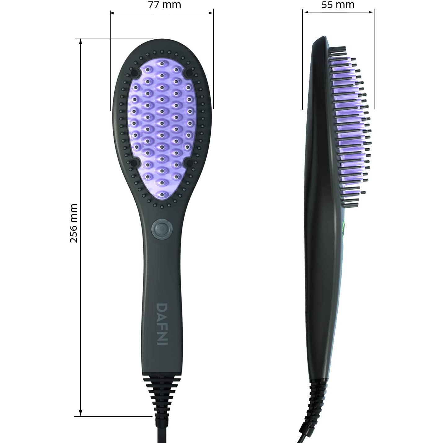 Dafni Hair Straightening Brush, Styles Hair Up to 10 Times Faster Than a Flat Iron, EU Plug, Black