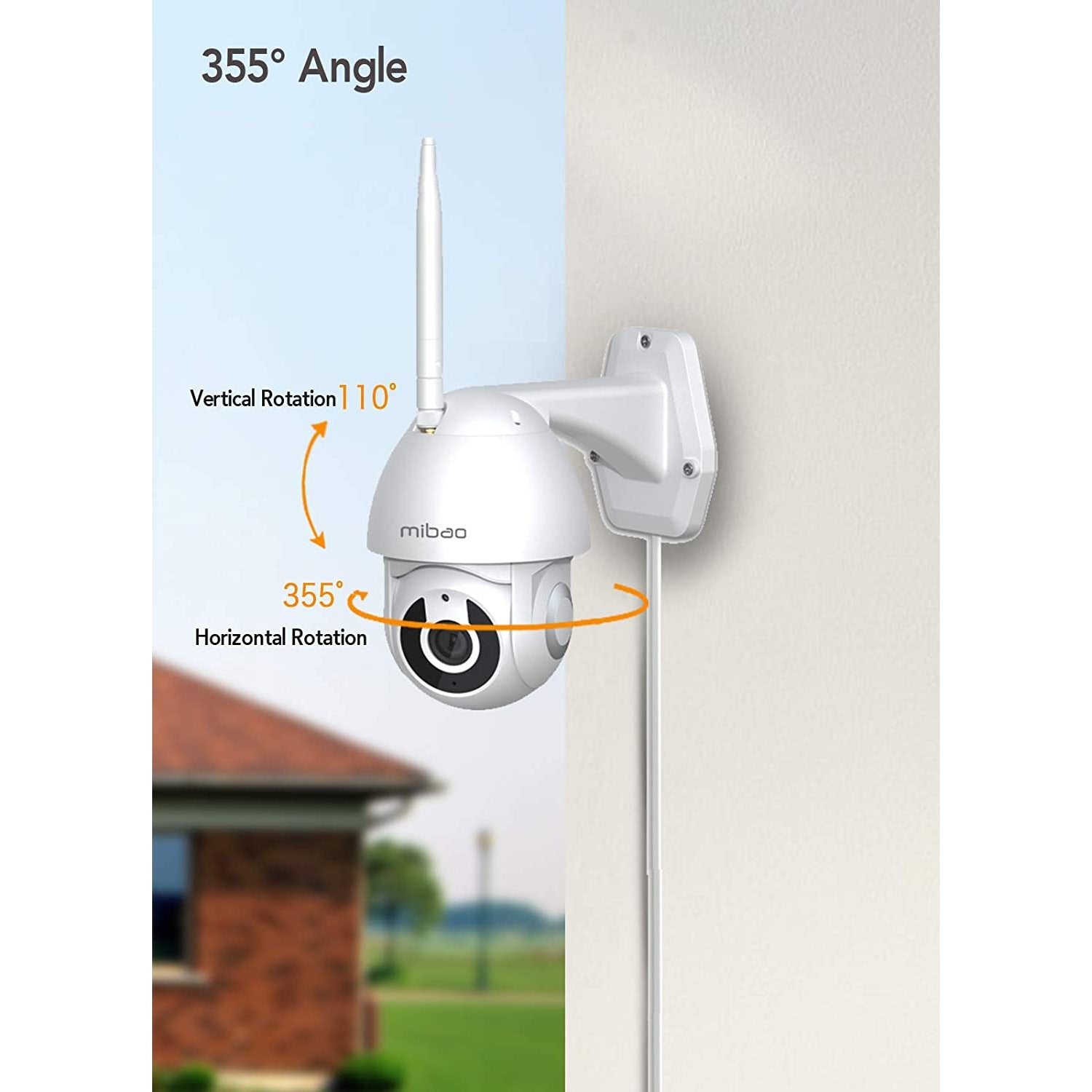 Mibao WiFi Home Security Camera with Pan/Tilt 360° View, IP66 Waterproof, Night Vision, Motion Detection, 2-Way Audio