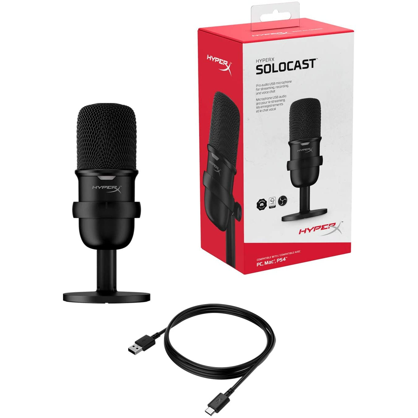 HyperX Solocast Wired Cardioid USB Condenser Gaming Microphone - Black