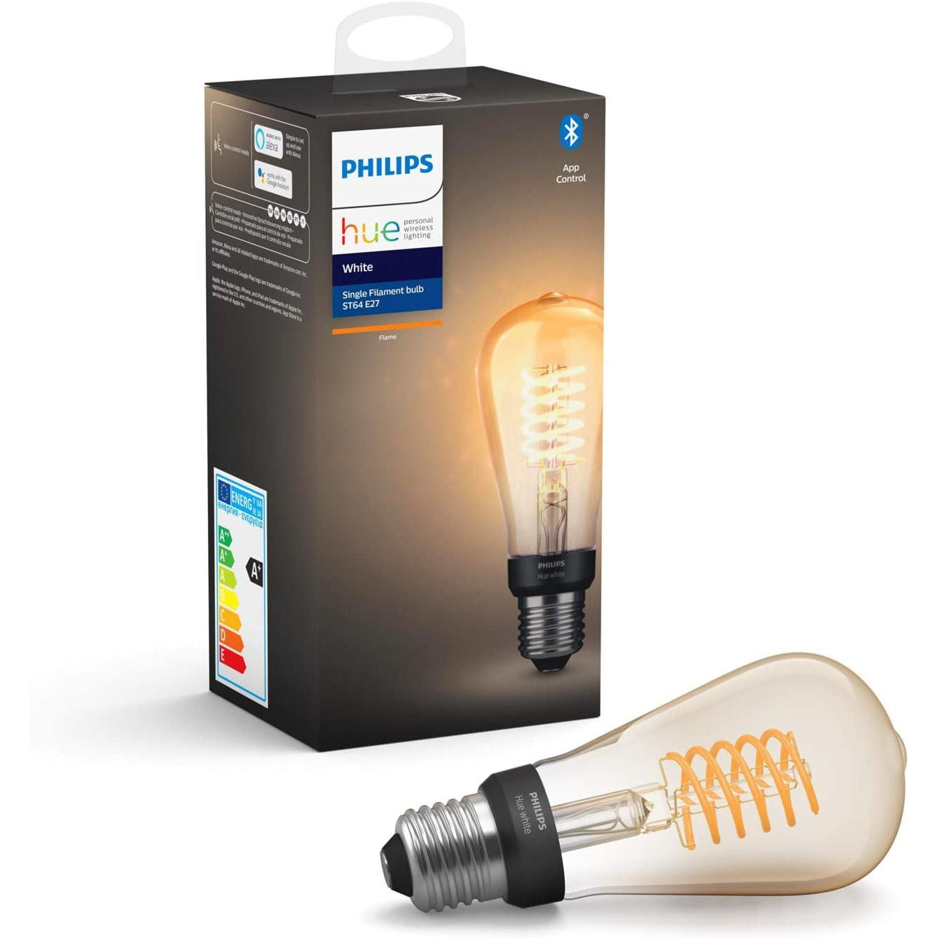 Philips Hue 7W ES LED Smart Dimmable Filament Bulb, E27, White