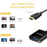 TechRise Gold Plated High-Speed 1080P Active HDTV HDMI to VGA adapter Converter Male to Female with Audio and Micro USB Charging Cable