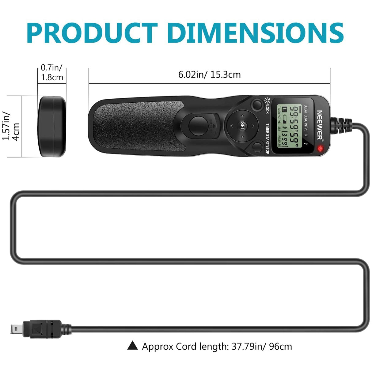 Neewer Digital Timer Remote Shutter Release Trigger (Replacement for MC-DC2)