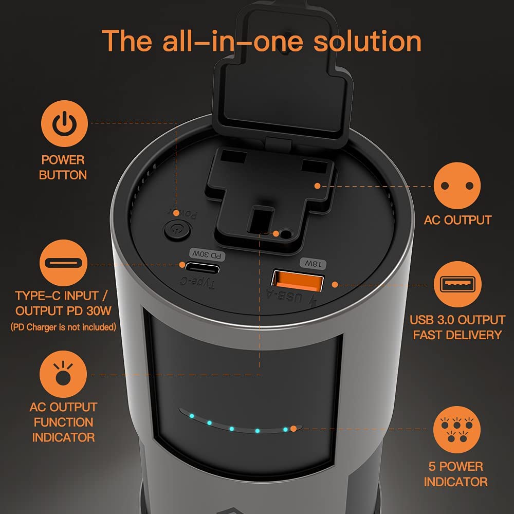 Novoo Power Bank with AC Outlet, 81W Portable Charger 22500mAh with USB C Port, USB 3.0 Quick Charge Port & UK Plug Port