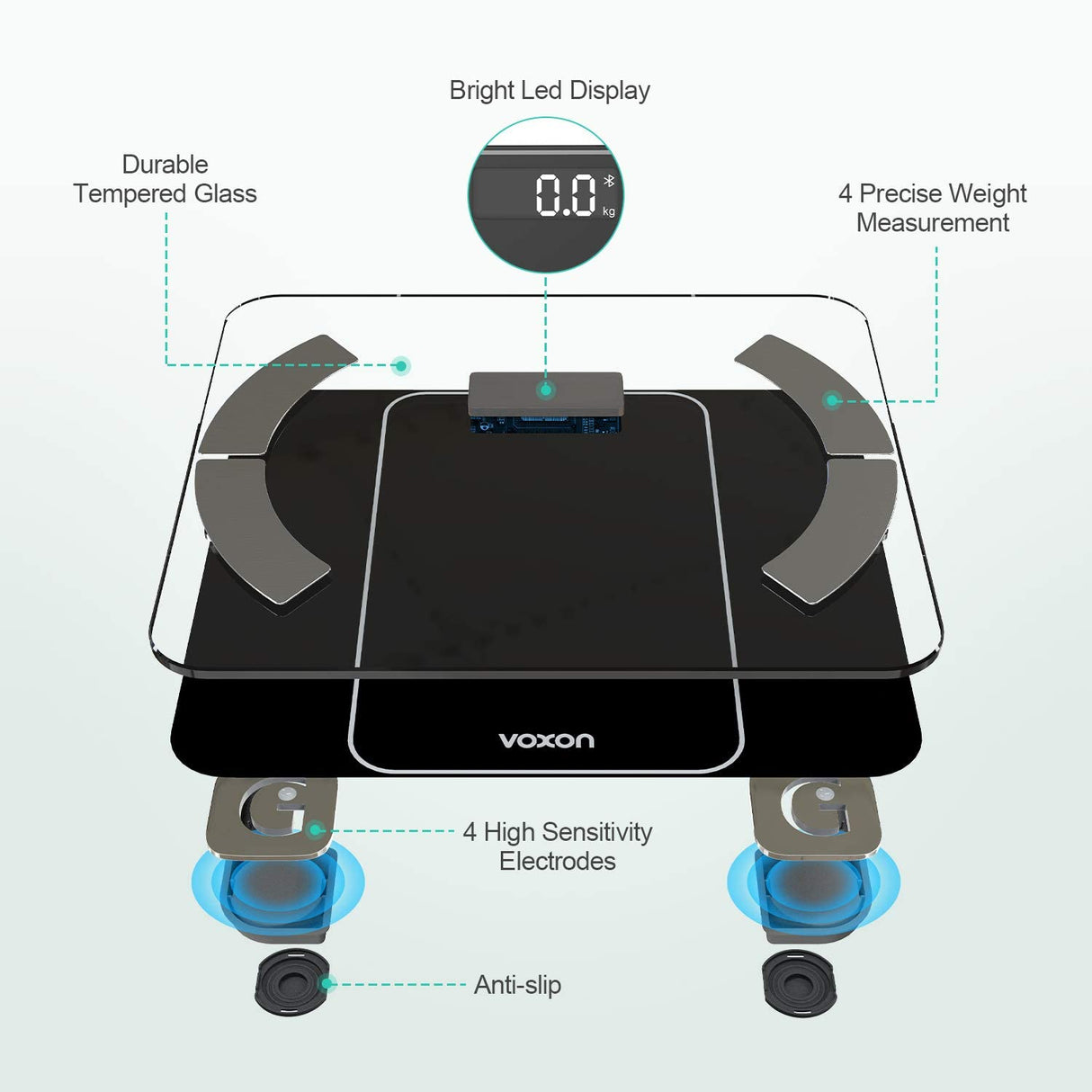 Voxon Digital Body Weighing Bathroom Scale - Black