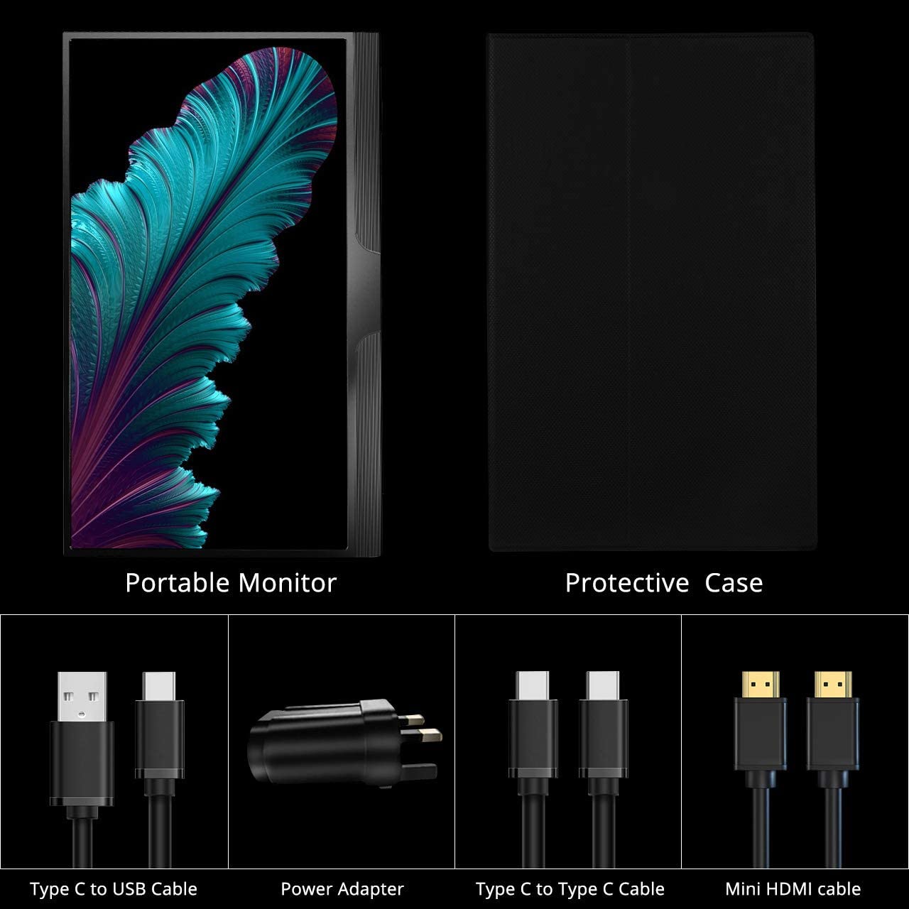 Eviciv Portable Monitor 15.6", Highlight LED, HDMI, 2 Speakers - Black