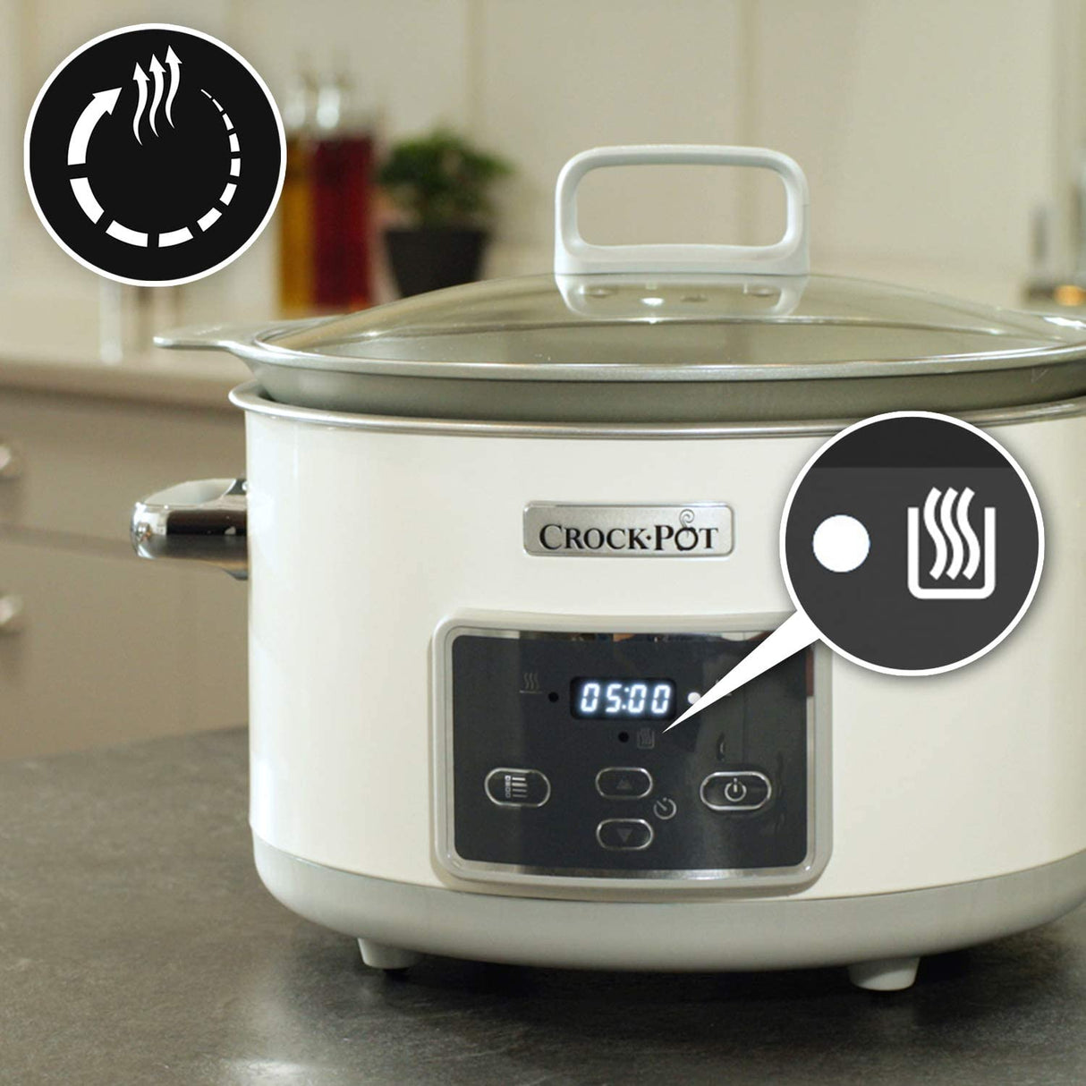 Crock-Pot CSC026 DuraCeramic Digital Saute Slow Cooker with HOB-Safe Pot, Anti-Stick & Easy Clean, 5L