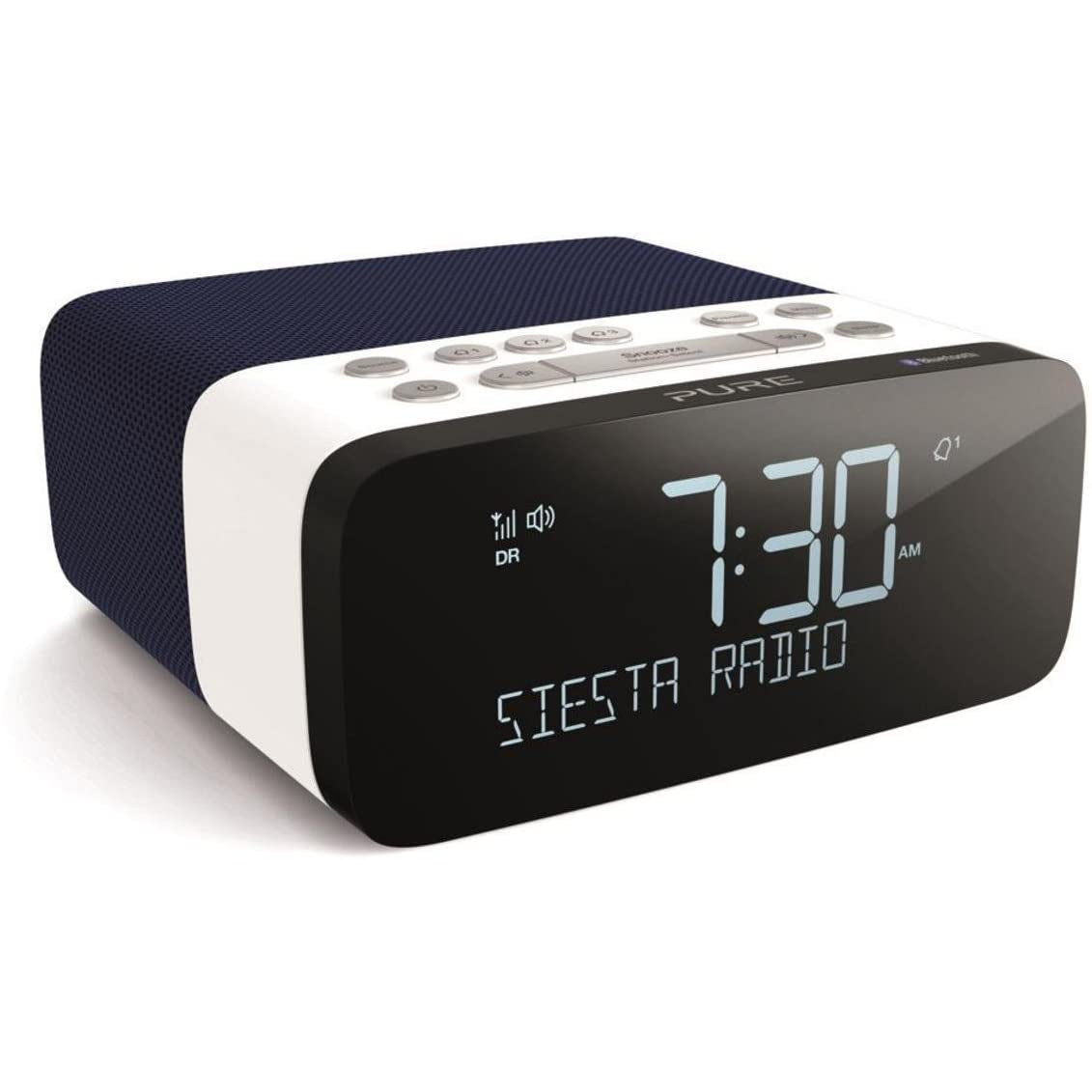 Pure Siesta Rise S DAB+/DAB/FM Digital Radio Alarm Clock with Bluetooth - Bedside Clock DAB Radio with USB Phone Charging