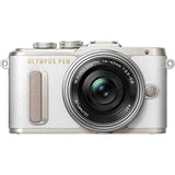 Olympus PEN E-PL8 Kit, 16.4 Megapixel, Image Stabilisation, Electronic Viewfinder, FHD Video, Wi-Fi + M.Zuiko 14-42 mm EZ Zoom Lens, White/Black