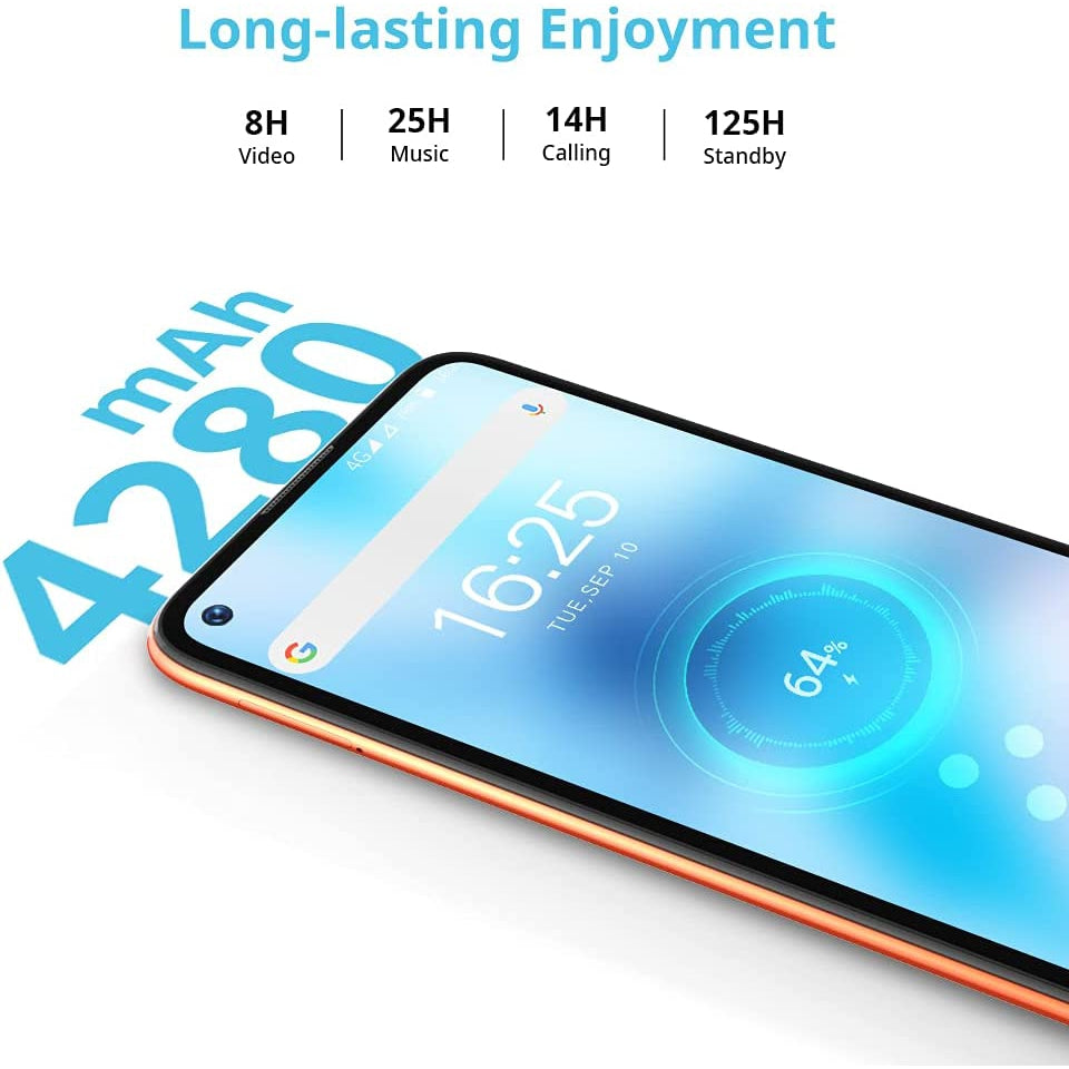 Blackview A90 4G Mobile Phone 4GB Ram 64GB Octa-Core Dual SIM Phone Unlocked, Orange