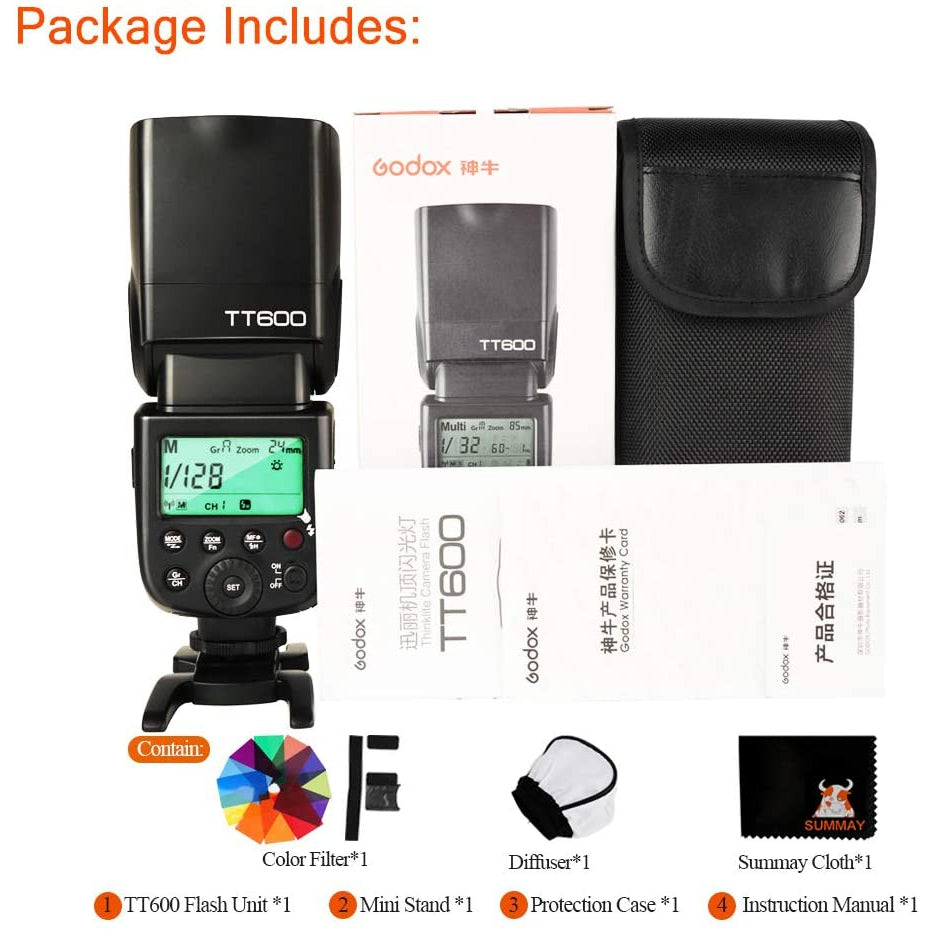 GODOX TT600 Flash Speedlight GN60 2.4G Wireless Camera Speedlite for Canon Nikon Pentax Fujifilm Olympus Camera - Black