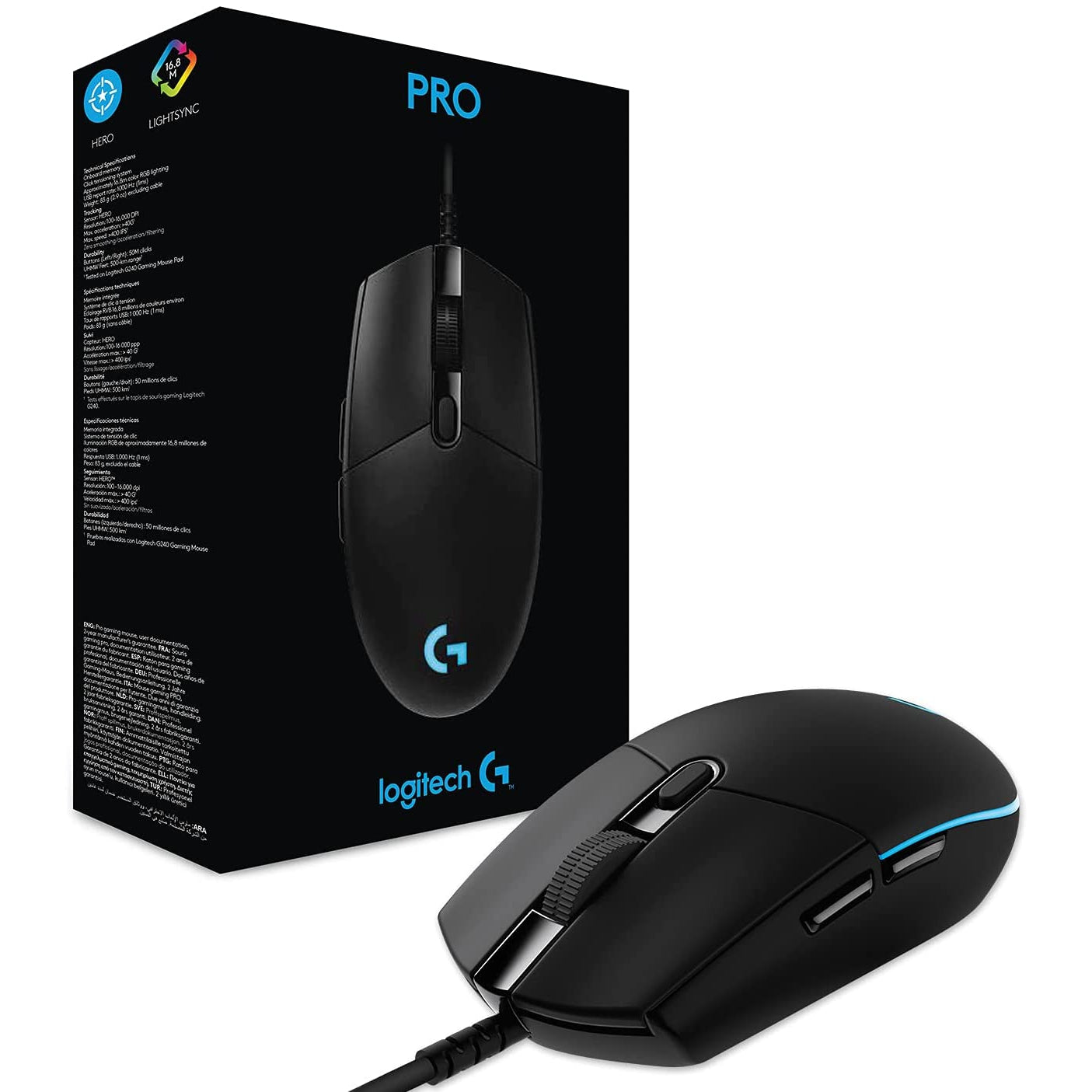 Logitech G PRO Hero Wired Gaming Mouse, Black