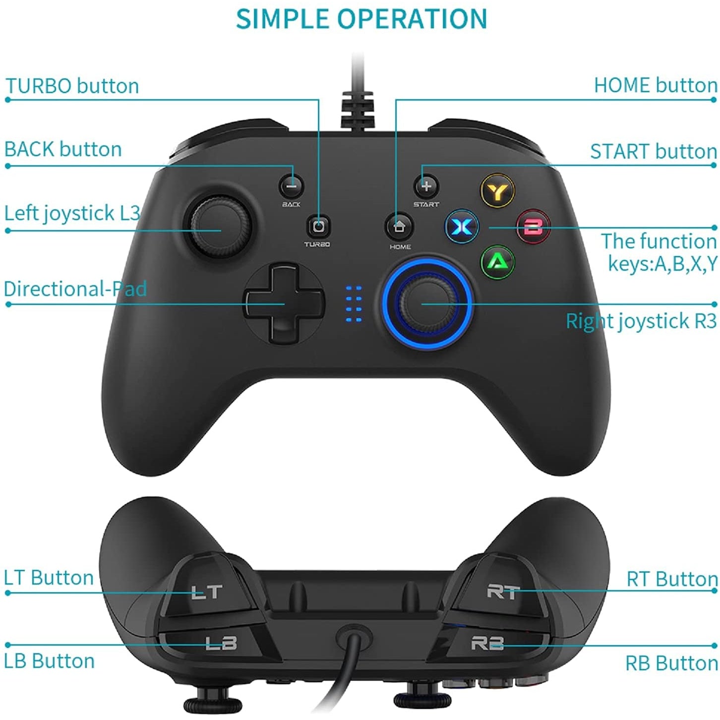 Wired Game Controller for PC, PS3, Nintendo Switch, Laptop