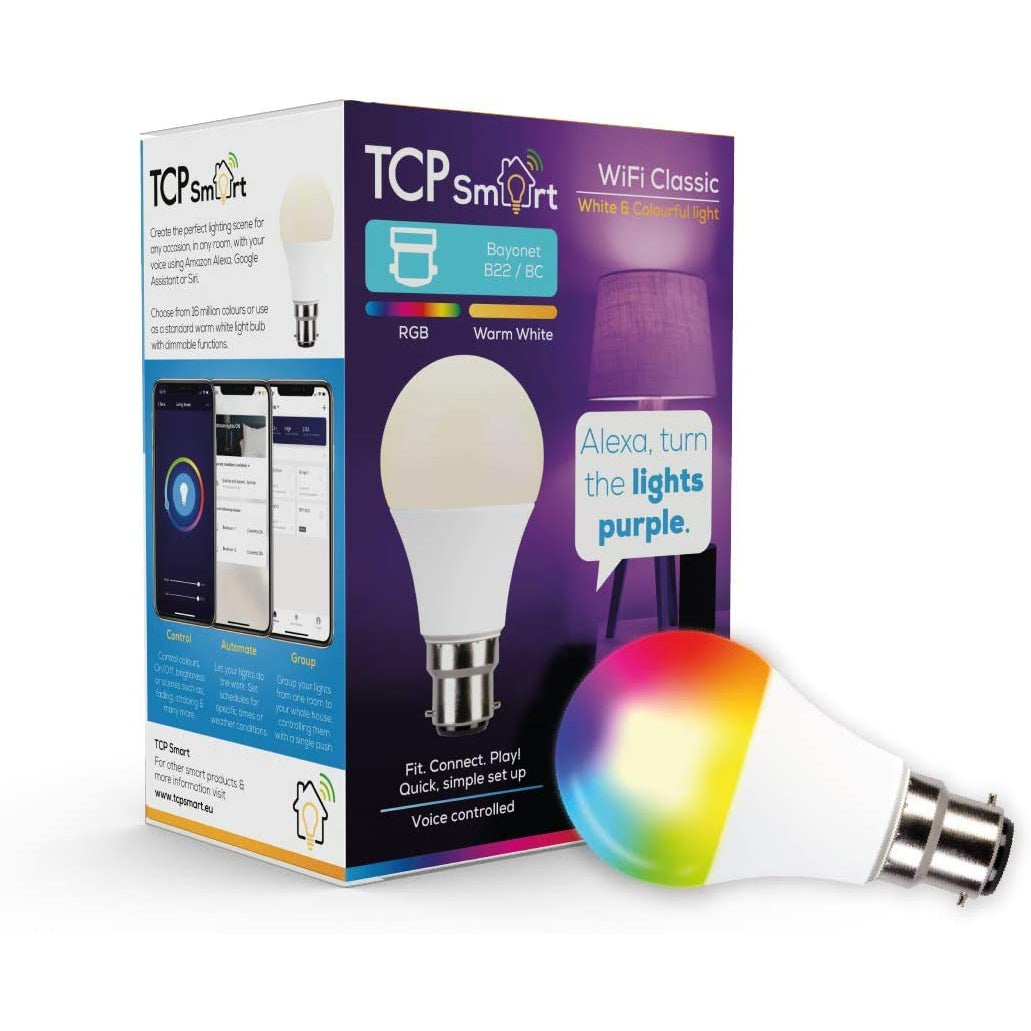 TCP Smart Wi-Fi LED Lightbulb Classic B22 Warm White & Colour Changing