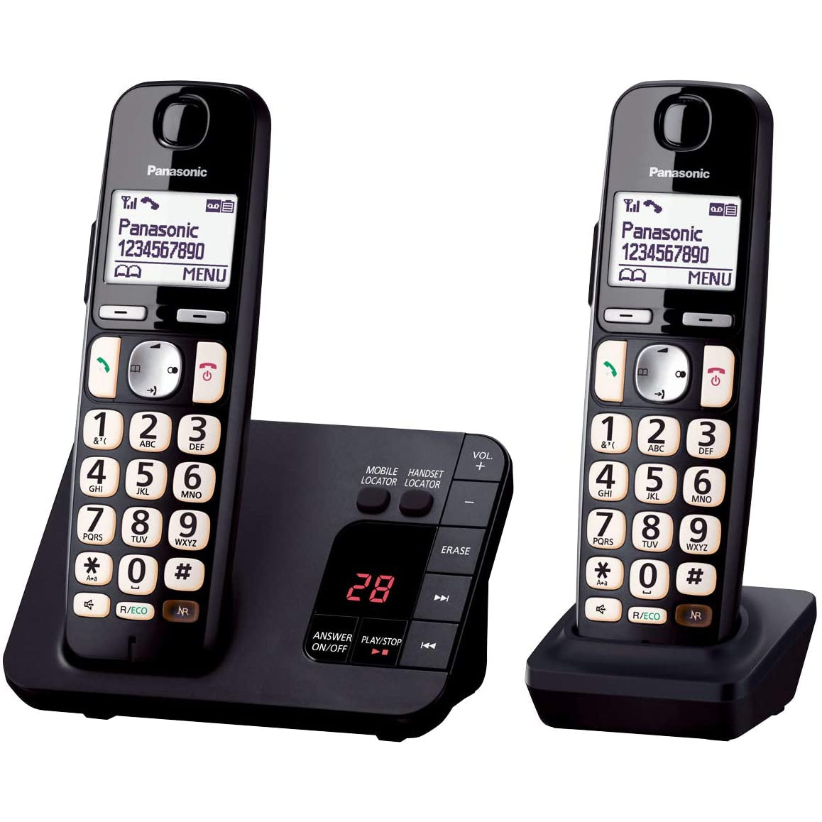 Panasonic KX-TGE722EB Digital Cordless Telephone - Twin Deck - Black - Excellent