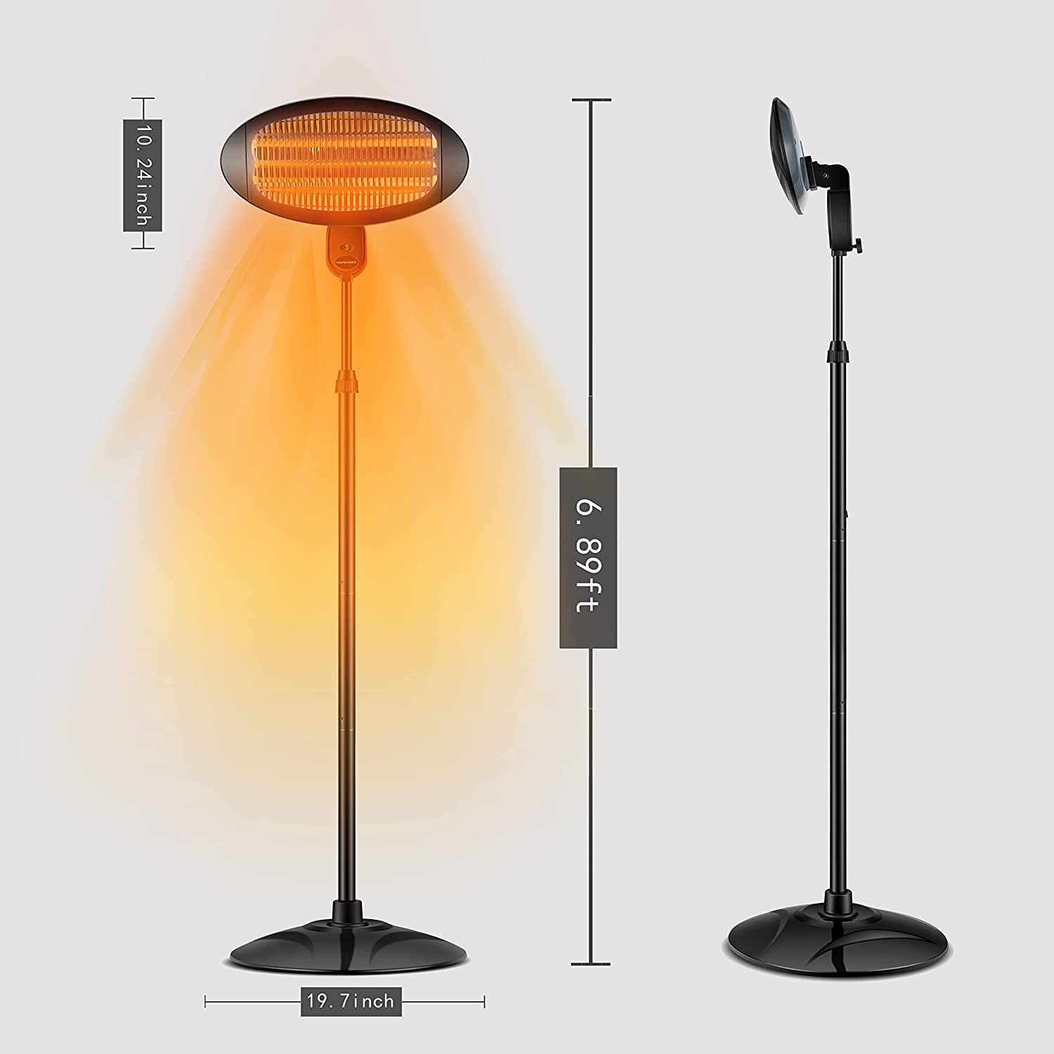 Electric Quartz Patio Heater Waterproof Indoor Outdoor 2000W