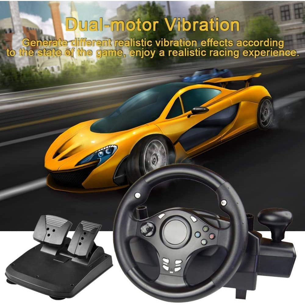 R270 Dual-Motor Racing Wheel with Pedals and Gear Shifter for Multi Platform, Black