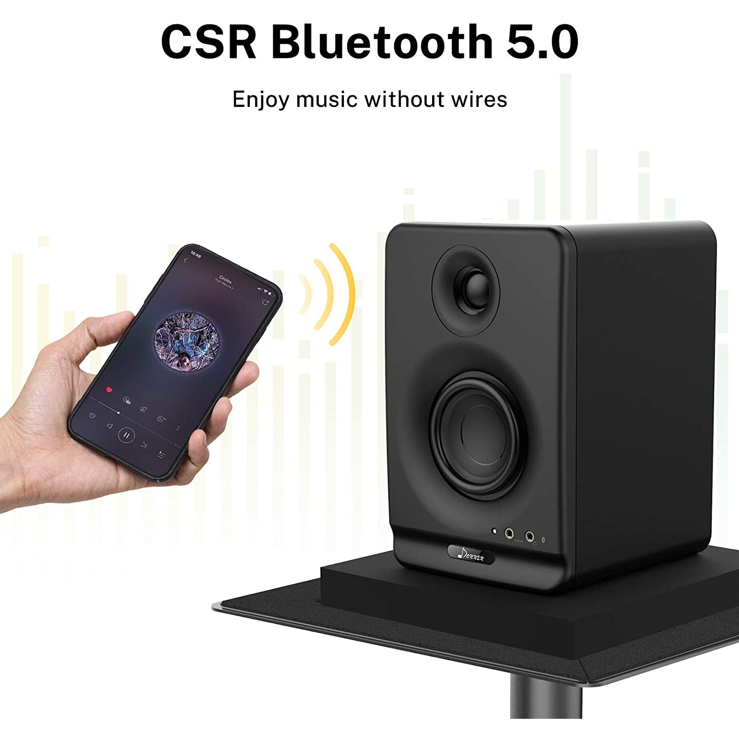 Donner DYNA 3 Studio Monitors 3" Active Monitor Speakers with Professional CSR Bluetooth 5.0 - Black