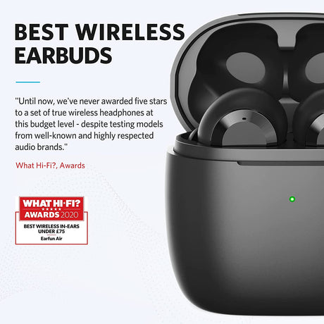 EarFun Air Noise Cancelling, Wireless Charging, Bluetooth 5.0 Earbuds, USB-C Quick Charge, Deep Bass, 35H Playtime, IPX7 Waterproof