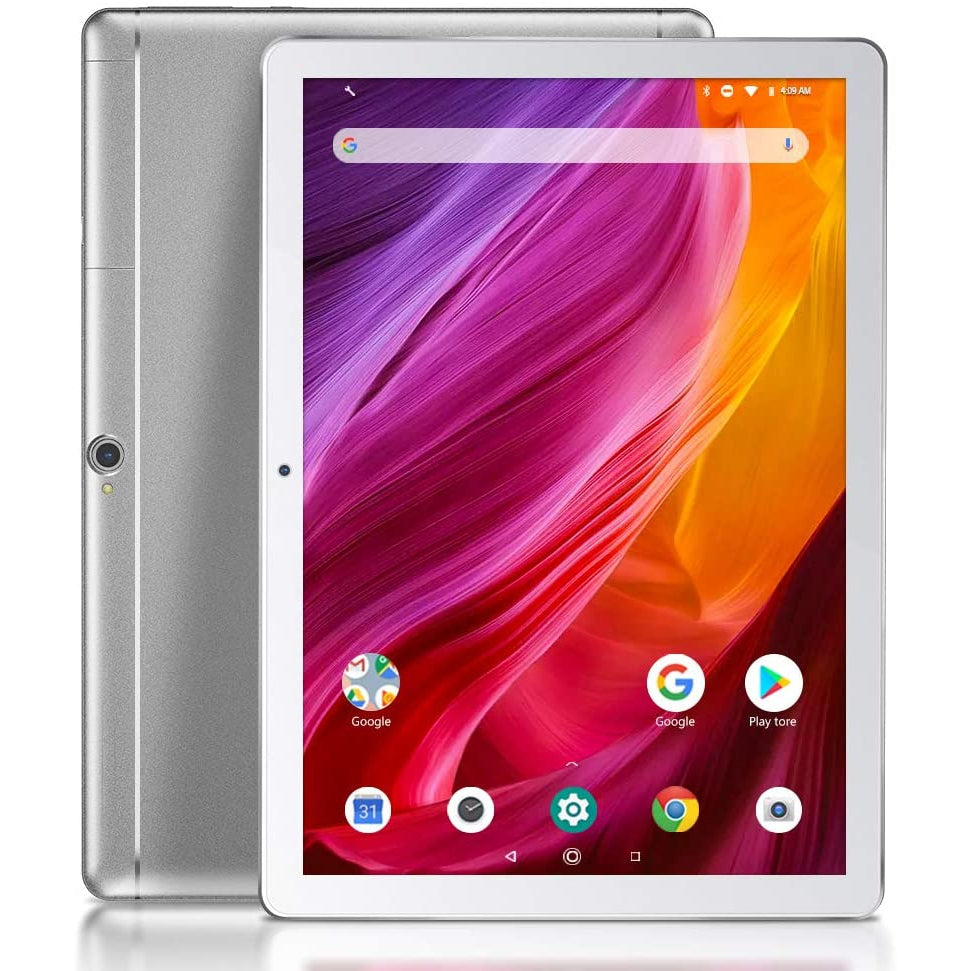 Dragon Touch 10 Inch Tablet,16GB ROM Storage, Quad-Core Processor, 10.1 IPS HD Display, Micro HDMI, Android Tablets 5G Wi-Fi, Sliver