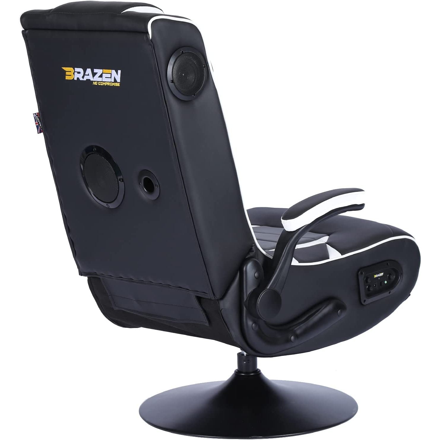 BraZen Panther Elite 2.1 Bluetooth Surround Sound Gaming Chair - Black / White - Refurbished Pristine