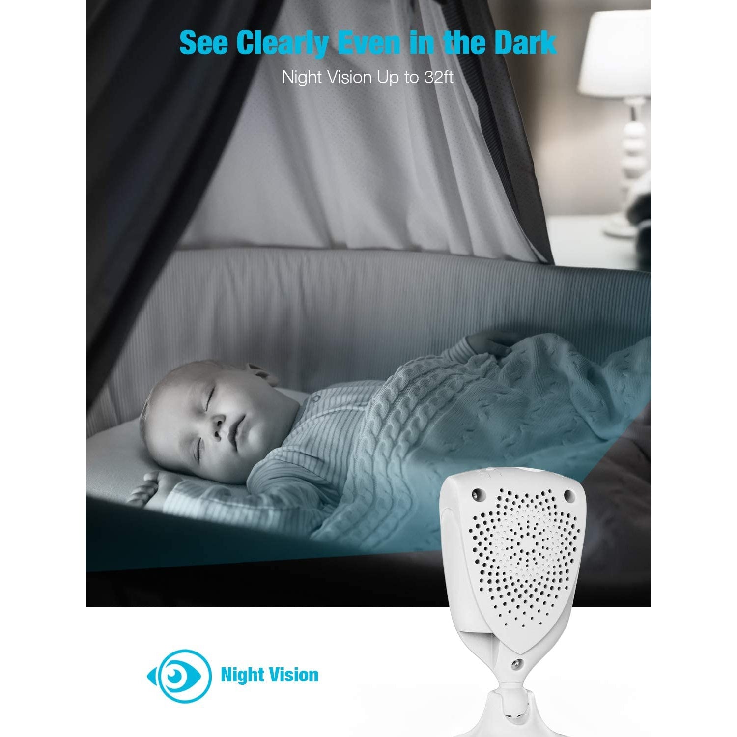 Editcam 1080P Mini Baby Monitor with Camera and Audio, Night Vision, 2-Way Audio, Motion Alarm for Home