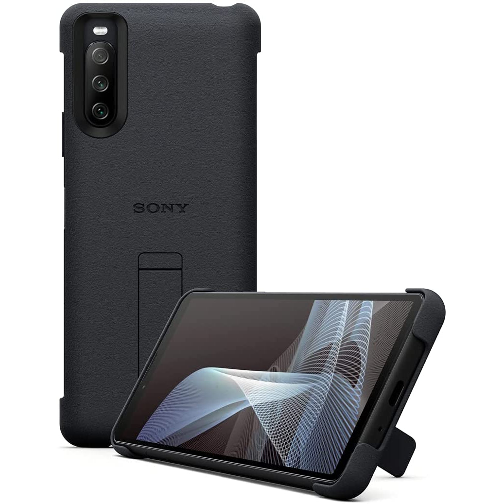 Sony Xperia 10 III Style Cover with Stand Case - Black