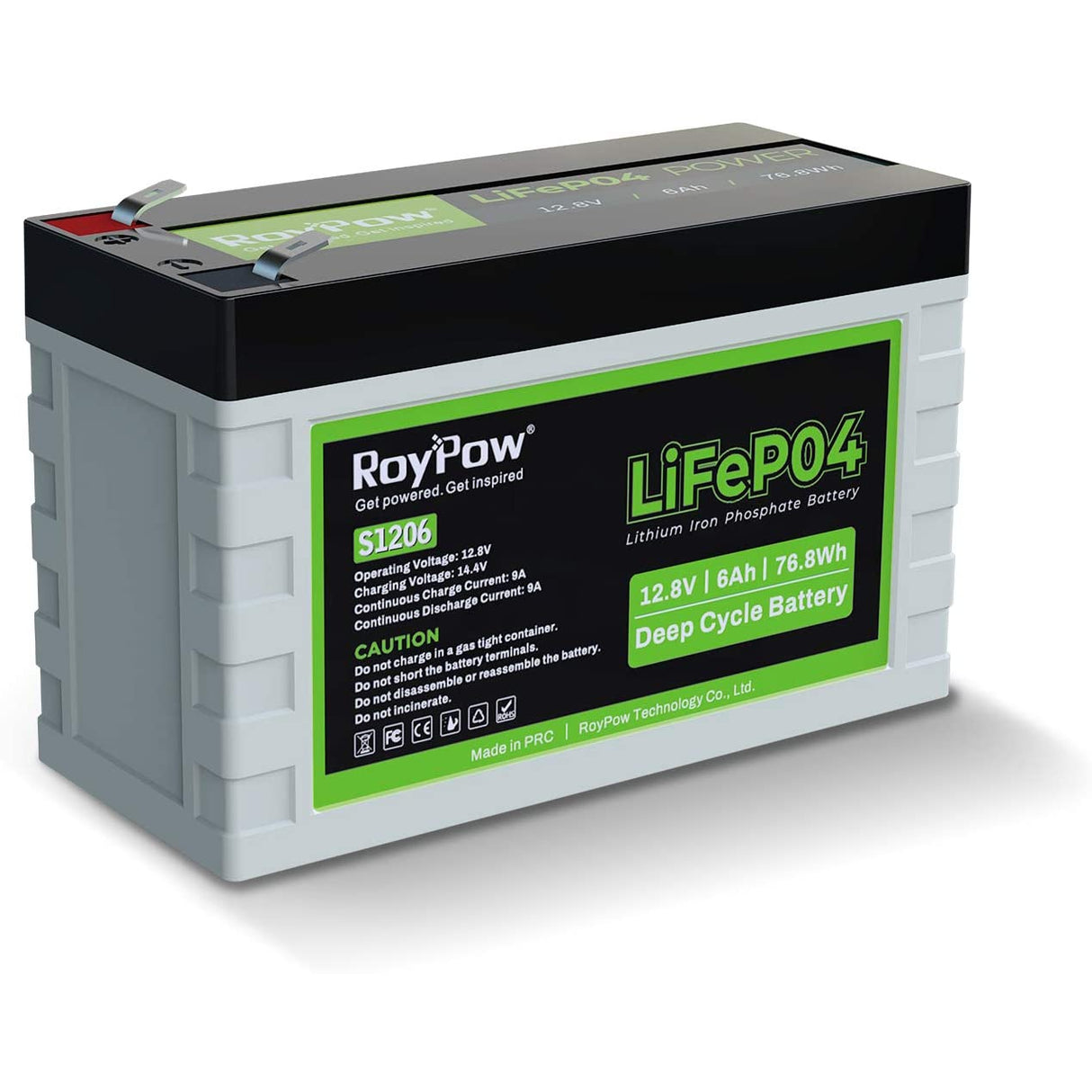 RoyPow Deep Cycle LiFePO4 Battery Pack 12V 6Ah Lithium Iron Phosphate Battery 3500 Cycles Rechargeable FiOS Drop in Replacement of SLA Battery