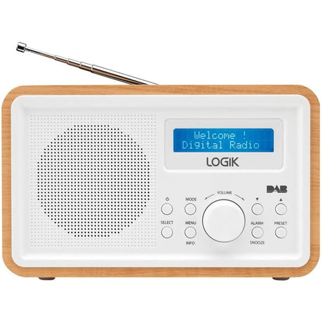 Logik LHDR15 Portable DAB/FM Clock Radio - Light Wood & White - Refurbished Excellent