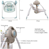 iEcopower Electric Baby Swing, Blue Newborns Bouncer Infant Seat with 6 Swinging Speed 16 Melodies and a Mosquito net, New Cradle for Little Babies