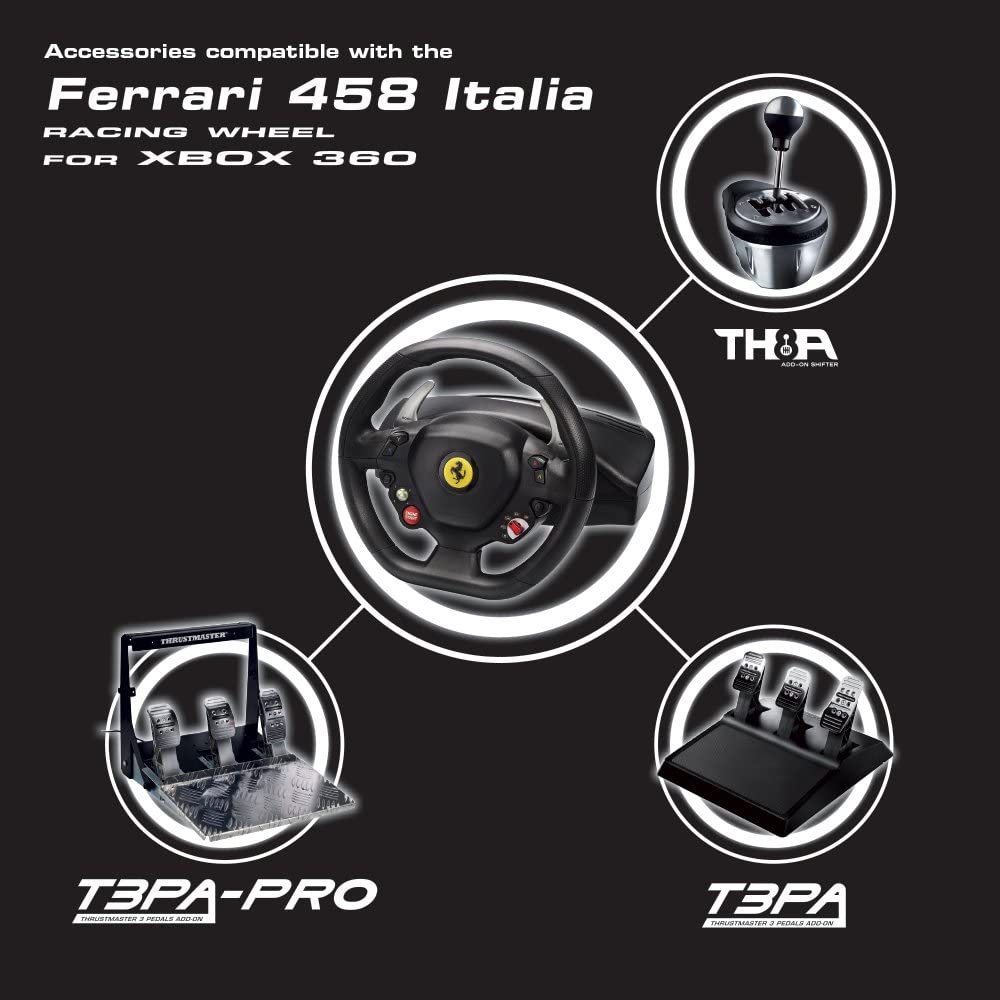 Thrustmaster Ferrari 458 Italia Racing Steering Wheel with Pedals For XBOX 360 - Black - Refurbished Pristine